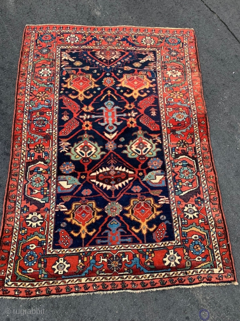 A nice pretty little number, measuring 4’3”x 6’ , you can call it whatever pleases you, but I call it an old Persian-Kurdish rug with great dyes and wool and design. There  ...