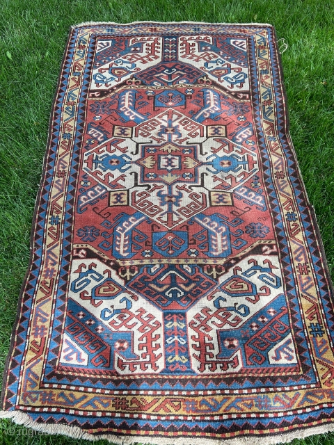 46”x81” 1900’s Kasim Ushag Karabagh with some loss at one end and some binding issues on one side. Beautiful rug             