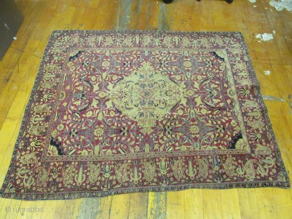 Beautiful 1890's Tabriz, size is 4'x5', has a few low area's, the binding on one side is curled, full, thick pile, a dealer told me he showed this rug to an Iranian  ...