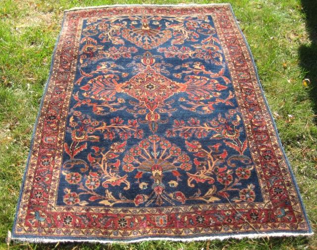 The Rug Pickers find as found: A 1920's Persian Sarouk measuring 42"x 58", nice even Pile, no wear, ready to go.  Thanks for looking.        