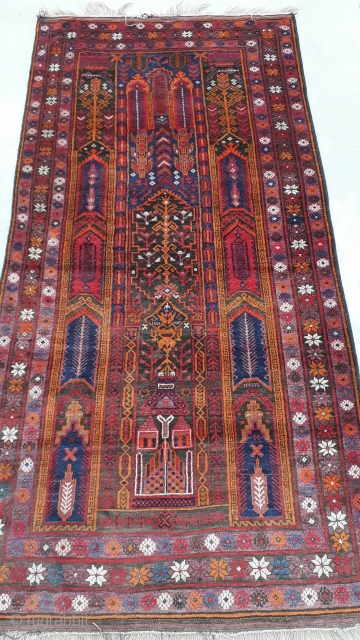 Balochi carpet with very rich colors and vegetable and synthetic dyes. Size 275x135 cm                   