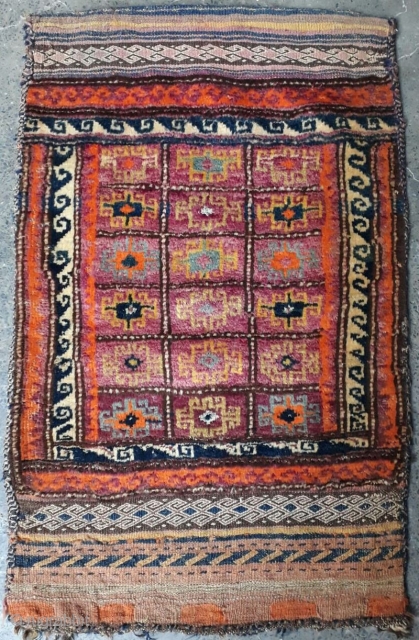 Antique Baluchi Tribal Cushion/Balisht with amazing colors and Persian Bakhtiari Design.Age More than 60 years old.Size 91x57 cm               