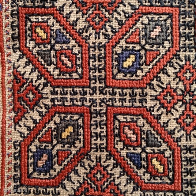Antique Greek silk embroidered small bag.                           