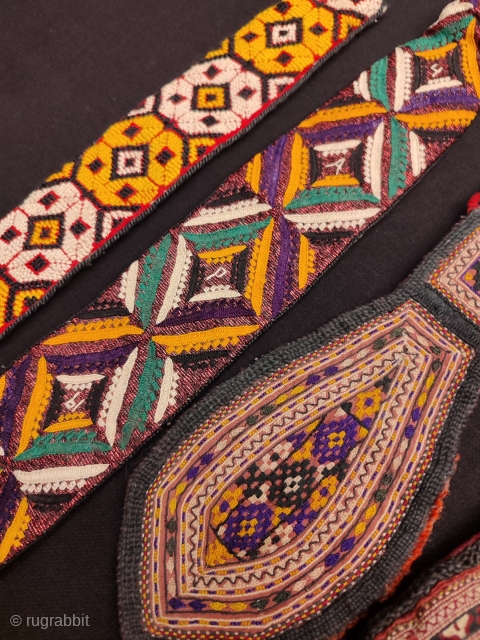 Collection group of neck ties from Turkmenistan, Uzbekistan and Takikistan.                       