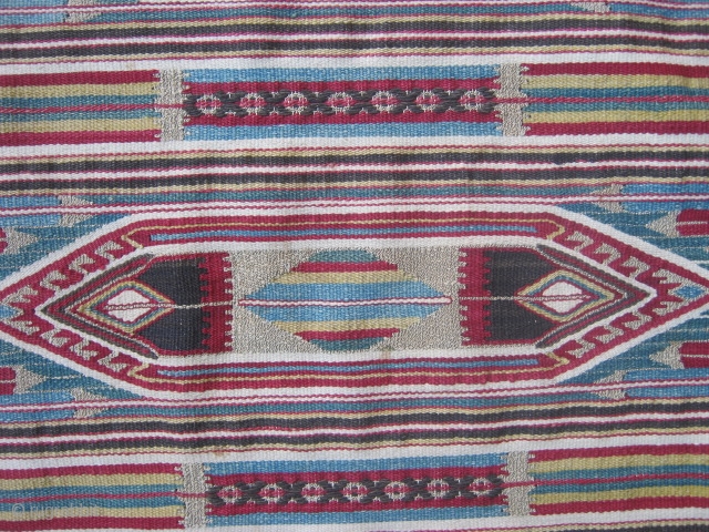 West Anatolian[Helvacı] or Syrian Kilim?With silver.200x130cm.Good original condition.                         