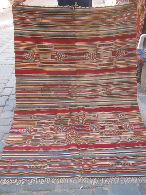 Manastır or Aleppo Syrian Kilim?with silver thread.135x200cm.                          