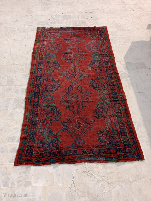 Antique Hand Knotted Turkish Oushak Rug Ca.1900 Size 346×185 Cm.Old Repair In Many Areas Which Had Done.Contact For More Info And Price Nabizadah_carpets@yahoo.com          