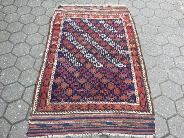 Antique Baluch rug, unusual design and large kilims, size: 190x120cm / 6'3''ft x 4ft
                   