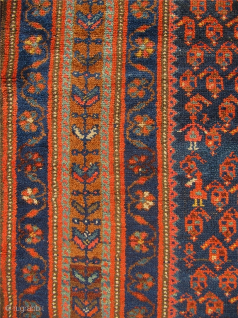 Antique Kurdish Kolyai rug from West-Persia, Hamadan region. Late 19th century. Wool foundation. Good condition with full pile. Size : ca 230cm x 130 cm (7'6''ft x 4'3''ft)     