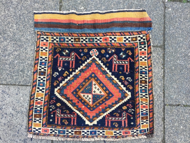 Antique Luri bagface with rainbow kilim, size: 55x50cm / 1'8'' x 1'6''ft
                     