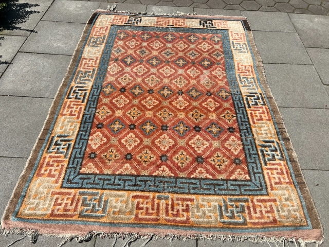 From an old German estate: Antique Chinese Ningh Xia rug, size: ca. 218x163cm / 7’2ft by 5’4ft condition as found. http://www.najib.de            