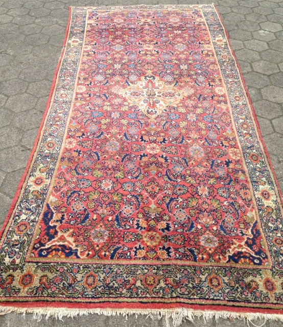 Antique Persian Malayer rug, size: 315x145cm / 10'4''ft x 4'8''ft. This rug comes out of an old German estate. www.najib.de             