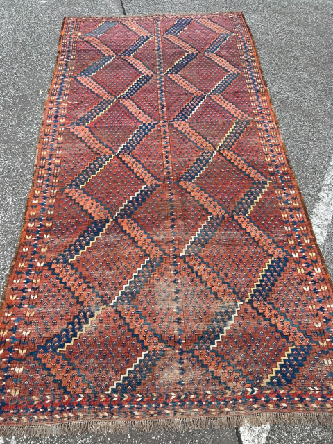 Antique Turkmen Ersari main carpet from the Amu Darya region. Age: 19th century. The carpet has some wear but is still very nice and reasonably priced. http://www.najib.de You can also contact us  ...