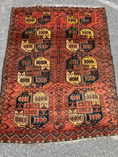 A lovely small antique Turkmen Ersari rug from the Amu Darya region. Size: 185x137cm / 6‘1ft by 4‘5ft http://www.najib.de You can also contact us through Whatsapp or telephone: +49 177 8850135  