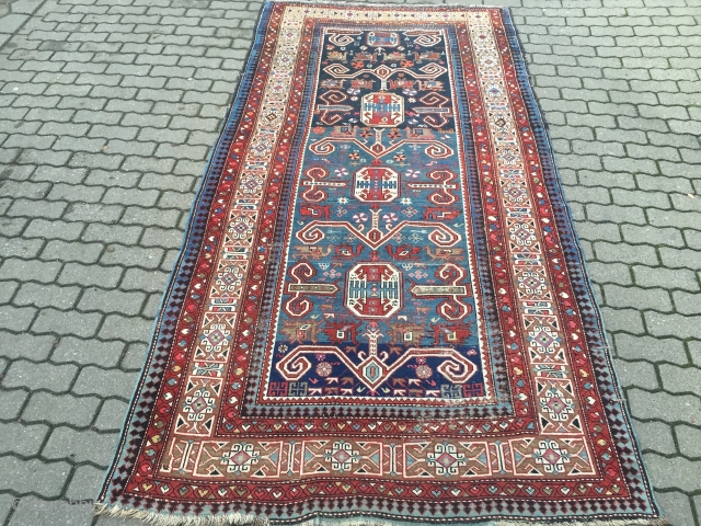 Large antique Caucasian Perepedil Shirvan rug, size: ca. 285x145cm / 9'4''ft x 4'8''ft , some condition problems but still very nice.
            