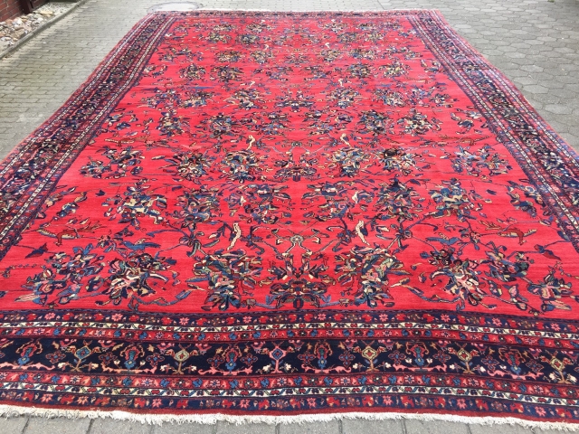 Oversize antique Persian Bakhtiary rug with lots of parrots and birds, large size: ca. 630x400cm / 20'7''ft x 13'2''ft              