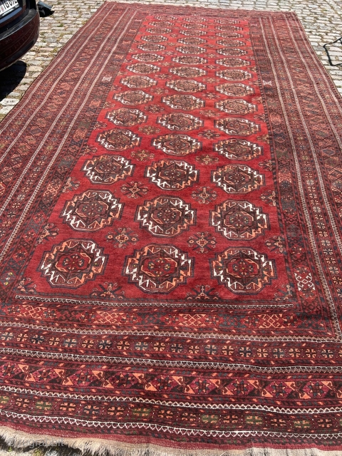 A very large antique Turkmen carpet from the Amu Darya region / North-Afghanistan. Size: circa 660x325cm / 21’6ft by  Age: 10’7ft , age: circa 1900. http://www.najib.de      