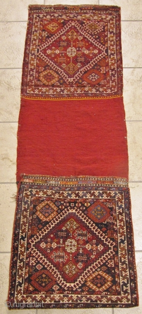 Antique complete doublebag or so called Khorjin woven by Qahqai tribes of Southwest Persia. Nice collector´s item.                