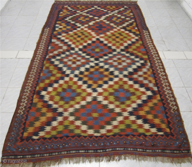 Antique Qashqai kilim with a so called "eye dazzler" design. size: 315 x 175cm / 10'3''ft x 5'8''ft www.najib.de              