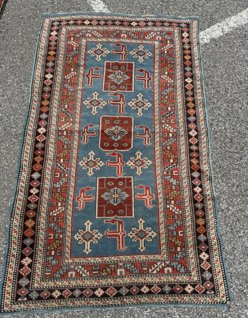 Beautiful antique Caucasian Karagashli Shirvan rug. Age: 19th century. Size: 173x103cm / 5‘7ft by 3‘4ft some light wear. Very nice collectors item. http://www.najib.de          