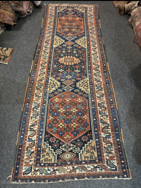 Antique Afshar runner from South-Persia. Size: 290x103cm / 9‘6ft by 3‘4ft a little bit reduced at the ends, still a beautiful piece           