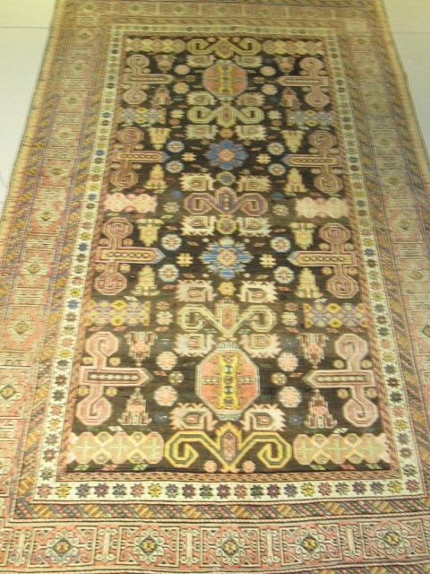 ref: S2096/ Kuba perepedil ,Caucasian antique rug early 20Th century , full pile , no repairs ,size 2.10 x 1.25 , 6'11 x 4'1         