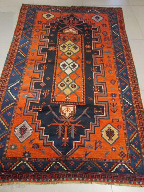 ref: S229 /Kazak Gendge Caucasian Antique rug ,in perfect condition , size 2.45x1.60 cm , 8'1" x 5;3"               