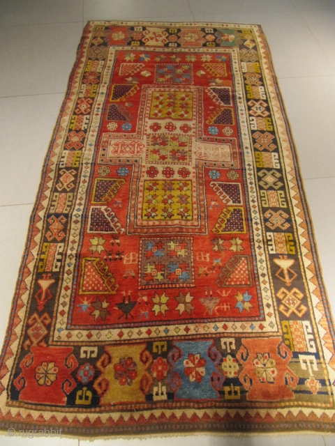 ref: S2095 / KAZAK SEWAN CAUCASIAN ANTIQUE RUG END OF 19TH CENTURY, perfect condition
size: 2.55 X 1.30  /  8' X 4'
          