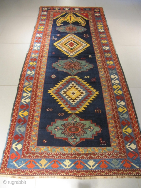 ref: S537 / Karabagh-Shousha-Caucasian antique rug, 20th century, perfect repaired condition
size: 295 X 125  /  9' X 4'             