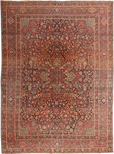  Antique Persian Kerman carpet , Circa 1920's. Size is 9' x 11'9" . This rug is part of our upcoming auction on June 18th.  This auction includes antique rugs, vintage  ...