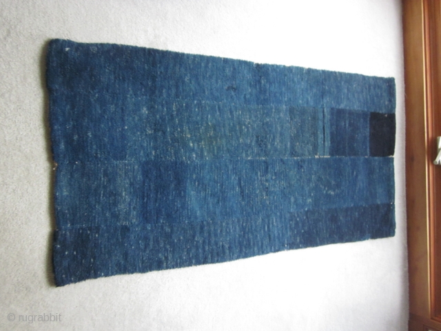 Tibetan tsuk truk, four panel bedding rug with attractive abrashed indigo. Minimalism for $550                   