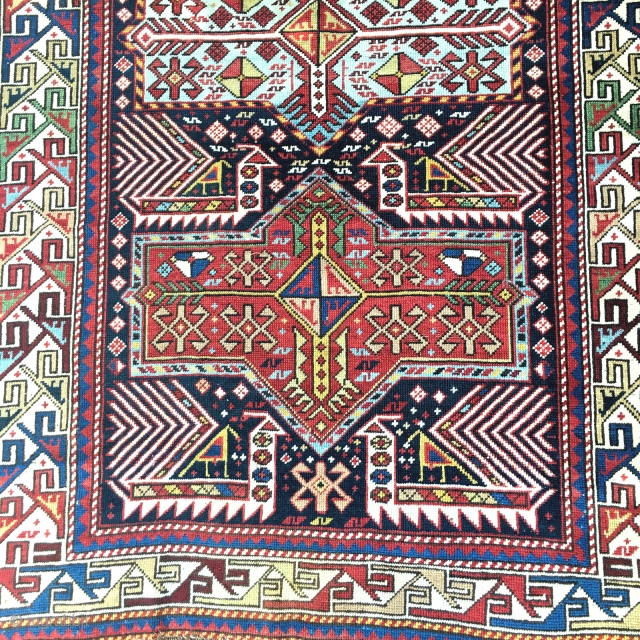 ANTIQUE GOLDEN AKSTAFA SHIRVAN CAUCASIAN  RUG #Collection DC, 3'11" x 6'1" ( 120 cm x 185 cm)

   Exceptional Size (4' x 6') ( 120 x 190 cm)

    ...