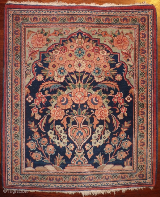 Kashan pushtie with fine tight weave, 64x54cms, early 20th c. excellent original condition.                    