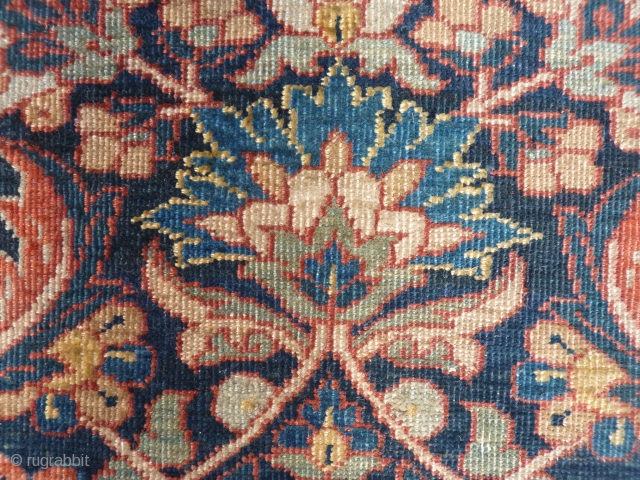 north west Iran, small antique kordi rug, short overall even pile, missing part of side and end borders, otherwise nice design and colours, 107x70cms, 3ft6in by 2ft3in      