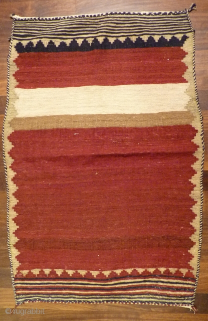 Qashqai soffreh, sw Iran, woven about 1960, still fluffy unused mint condition, Rothkoesque minimalist composition woven by unknown Qashqai female artist, whilst looking after children, goats, sheep, husband, cheese-making, bread-making, textile-making, and  ...