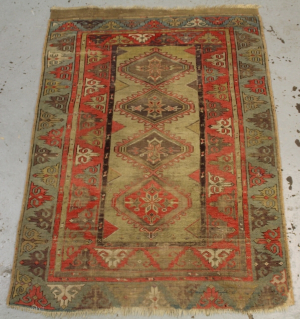 Nice antique Turkish Milas rug size 130x100 (circa 1870)                        