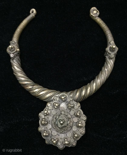 Tribal antique ( very old ) Pashtun torc necklace from Swat valley of Pakistan.Complete handcrafted , in its best condition             