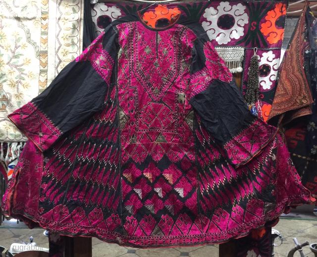 Extremely rare Tribal Pashtun Swat valley woman dress.Circa Mid 20th century.Very finely hand embroidered in silk threads.In very best condition.             