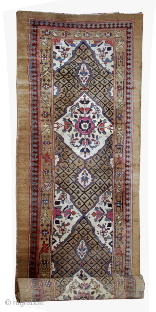 #1B556  Hand made antique Persian Camel hair runner 4' x 15.2' ( 122cm x 463cm ) C.1880               