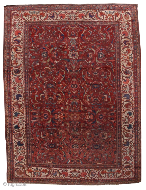 Handmade antique Persian Sultanabad rug 9.10' x 13' ( 303cm x 396cm) 1880s - 1B458                  