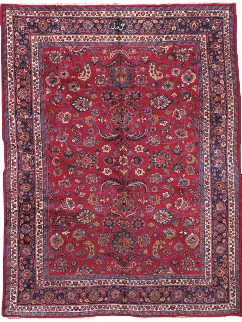 Handmade antique Persian Mashad rug 8.7' x 11' ( 265cm x 335cm ) 1910s - 1B461                 