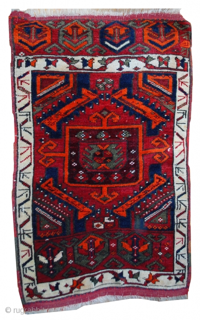 Handmade antique collectible Turkish Yastik rug 2' x 3,6' (61cm x 110cm) 1890s - 1B487                  