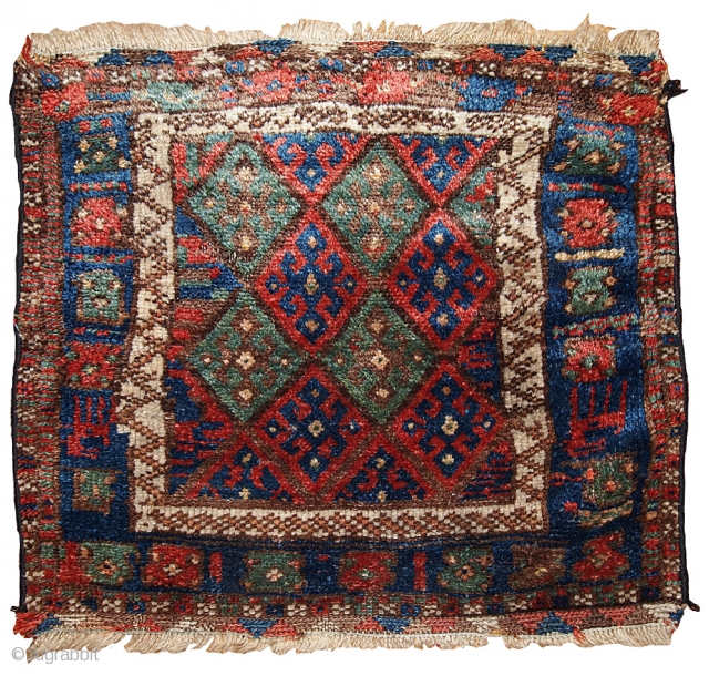 1B321  Hand made antique collectible Persian Kurdish bag face 1.11' x 2.1' ( 61cm x 64cm ) 1880.C
              