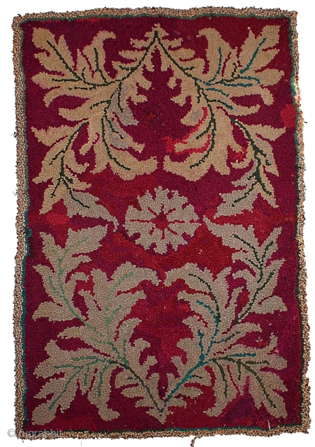 #1C123  Hand made antique American hooked rug 2.1' x 3.2' ( 64cm x 97cm ) C.1900                