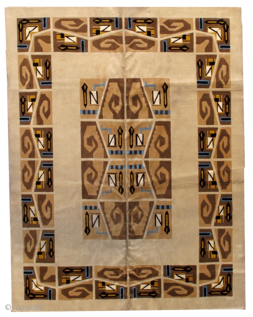 #1B210 Handmade antique Ecuadorian Art Deco rug 8,3' x 10,2' ( 253cm x 311cm) 1930.C

                  