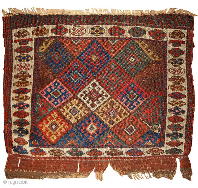 #1B341  Hand made antique collectible Persian Kurdish bag face 1.10' x 2.3' ( 58cm x 70cm ) 1880.C
              