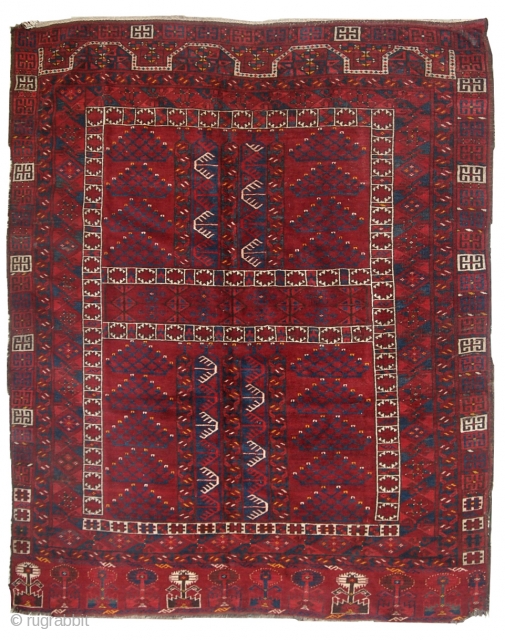 #1C293  Handmade antique Turkmen Engsi rug 4.9' x 6' ( 151cm x 185cm)
                   