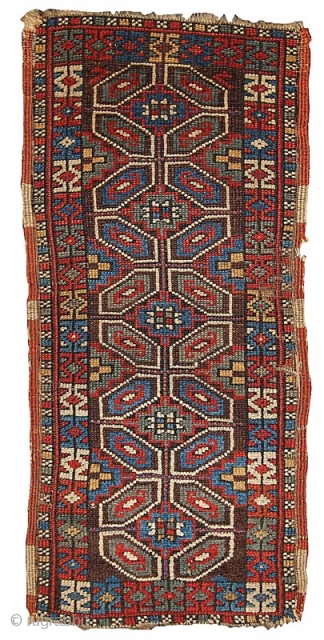 #1B349A  Hand made antique collectible Turkish Yastik rug 1.5' X 3' ( 45cm X 91cm ) C.1880               