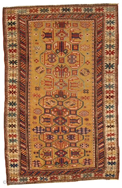 #1B446  Hand made antique Caucasian Kuba rug 3' x 4.6' ( 93cm x 142cm ) 1870

                