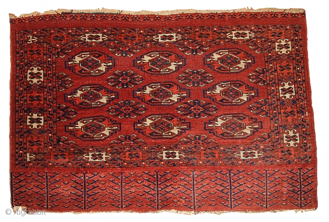 #1B337 Turkoman Kizyl Ayak chuval 2.10' x 4.4' 1880, in original condition: end missing.                   